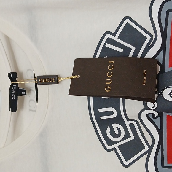 NWT Gucci White Graphic Short Sleeve Tee - Picture 6 of 7
